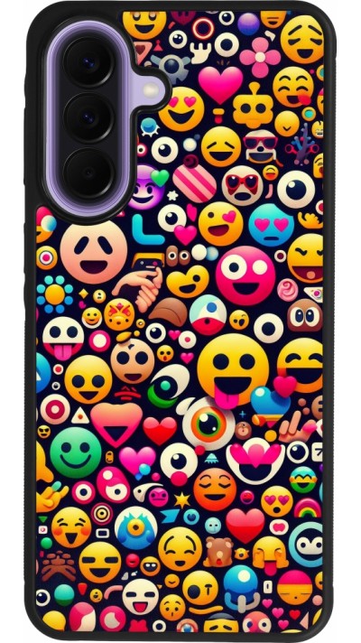 Coque Samsung Galaxy A57 5G - Silicone rigide noir Emoji Mix Color
