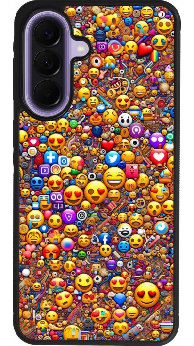 Coque Samsung Galaxy A57 5G - Silicone rigide noir Emoji mixed