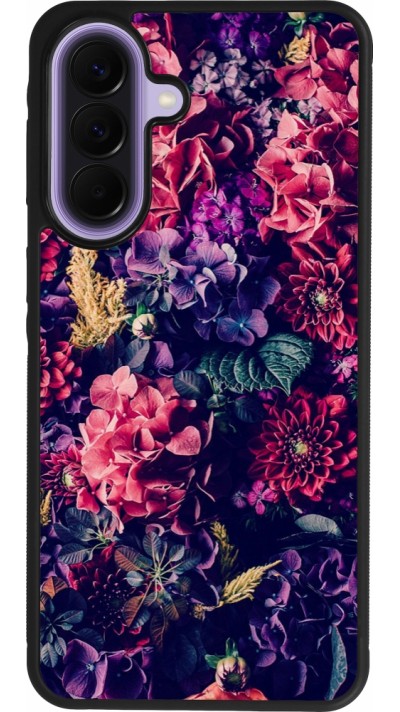 Coque Samsung Galaxy A57 5G - Silicone rigide noir Flowers Dark