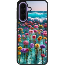 Coque Samsung Galaxy A57 5G - Silicone rigide noir Flower sea waves