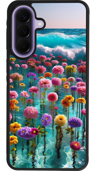 Coque Samsung Galaxy A57 5G - Silicone rigide noir Flower sea waves