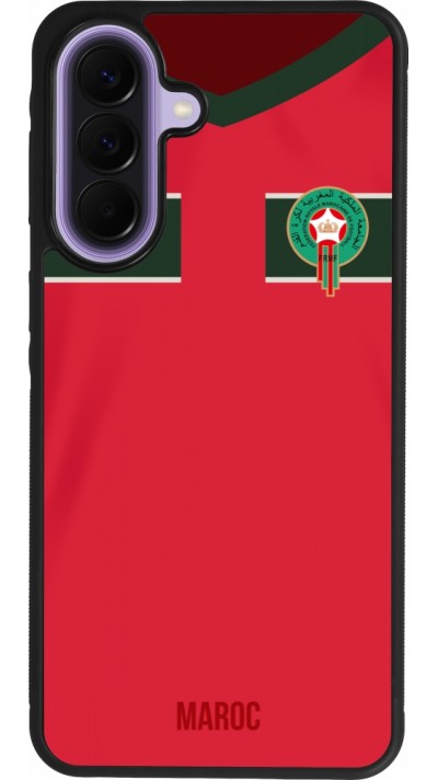 Coque Samsung Galaxy A57 5G - Silicone rigide noir Maillot de football Maroc 2022 personnalisable