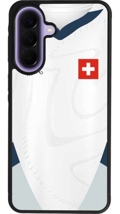Coque Samsung Galaxy A57 5G - Silicone rigide noir Maillot de football Suisse Extérieur personnalisable