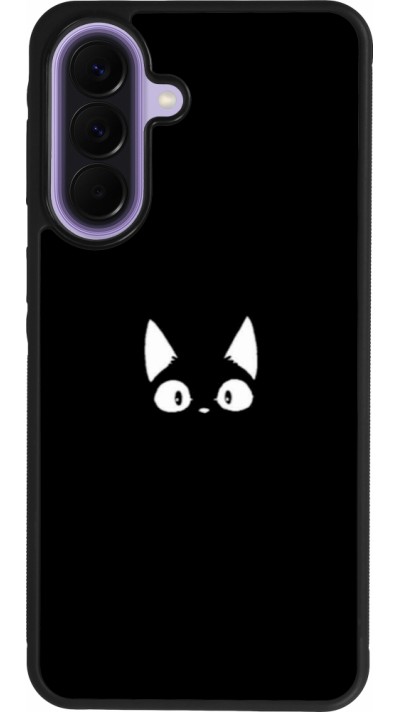 Coque Samsung Galaxy A57 5G - Silicone rigide noir Funny cat on black
