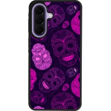 Coque Samsung Galaxy A57 5G - Silicone rigide noir Halloween 2023 pink skulls