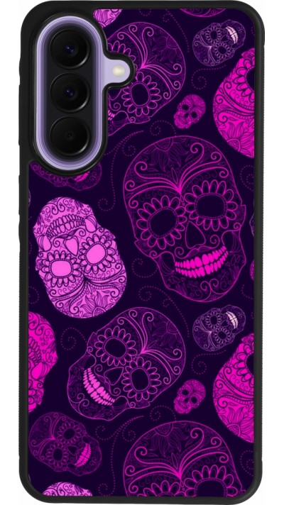 Coque Samsung Galaxy A57 5G - Silicone rigide noir Halloween 2023 pink skulls