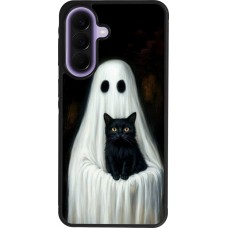 Coque Samsung Galaxy A57 5G - Silicone rigide noir Halloween 2025 Ghost with black cat