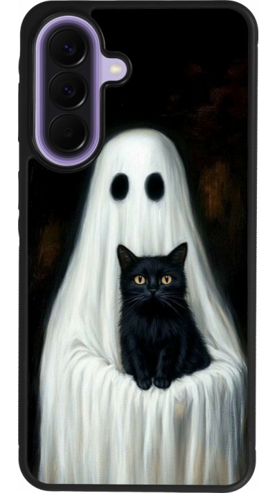 Coque Samsung Galaxy A57 5G - Silicone rigide noir Halloween 2025 Ghost with black cat