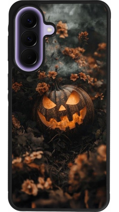 Coque Samsung Galaxy A57 5G - Silicone rigide noir Halloween 2025 Pumpkin with flowers