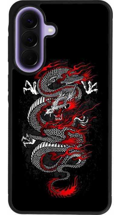 Coque Samsung Galaxy A57 5G - Silicone rigide noir Japanese style Dragon Tattoo Red Black