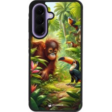 Coque Samsung Galaxy A57 5G - Silicone rigide noir Jungle Tropicale Tayrona