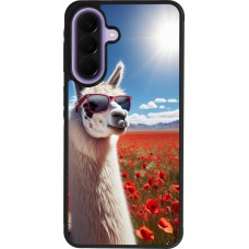Coque Samsung Galaxy A57 5G - Silicone rigide noir Lama Chic en Coquelicot