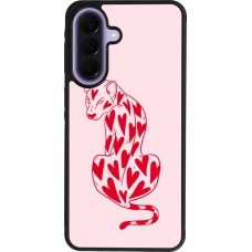 Coque Samsung Galaxy A57 5G - Silicone rigide noir Leopard with hearts 2026