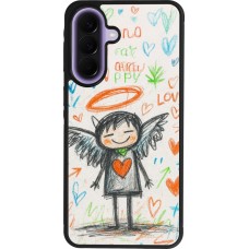 Coque Samsung Galaxy A57 5G - Silicone rigide noir Little Angel Sketch Love