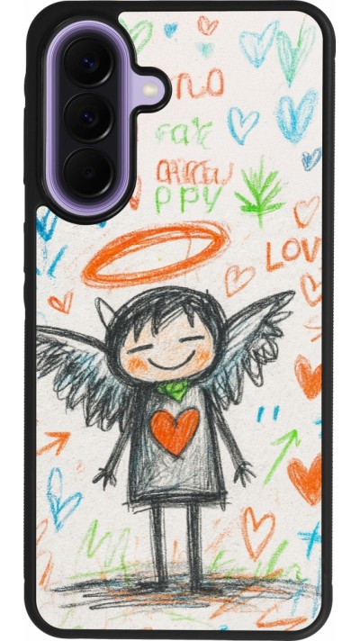 Coque Samsung Galaxy A57 5G - Silicone rigide noir Little Angel Sketch Love