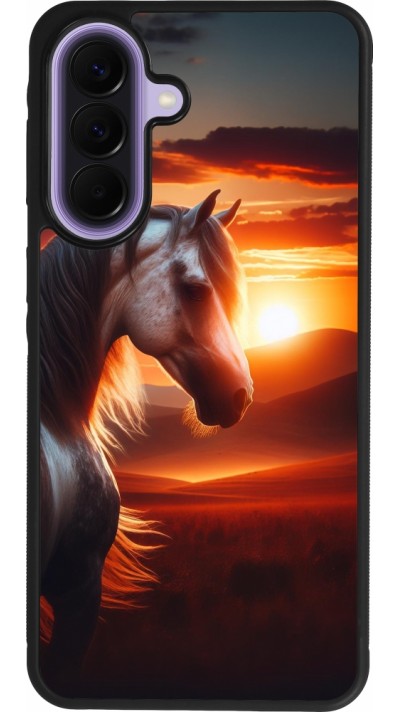 Coque Samsung Galaxy A57 5G - Silicone rigide noir Majestic Sunset Horse