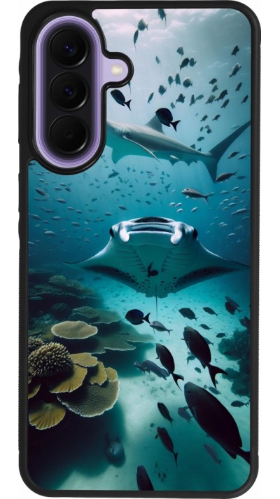 Coque Samsung Galaxy A57 5G - Silicone rigide noir Manta Lagon Nettoyage