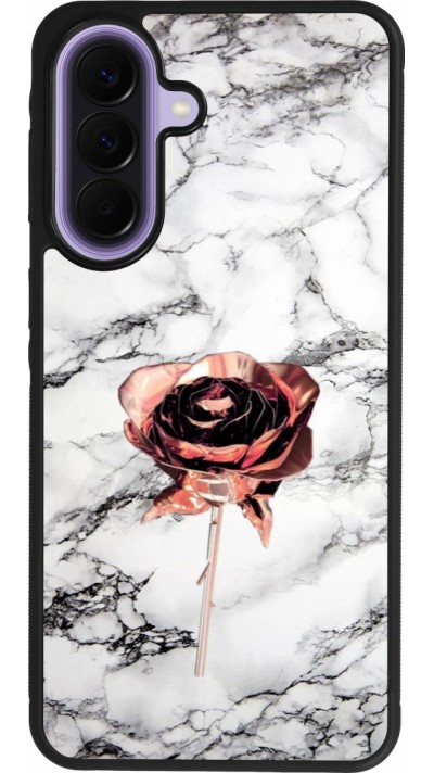 Coque Samsung Galaxy A57 5G - Silicone rigide noir Marble Rose Gold