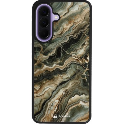 Coque Samsung Galaxy A57 5G - Silicone rigide noir Marbre Olive