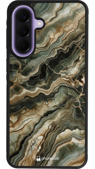 Coque Samsung Galaxy A57 5G - Silicone rigide noir Marbre Olive