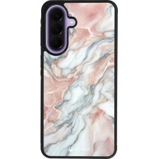 Coque Samsung Galaxy A57 5G - Silicone rigide noir Marbre Rose Lumineux