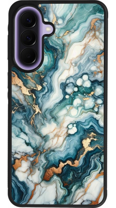 Coque Samsung Galaxy A57 5G - Silicone rigide noir Marbre Vert Bleu Doré