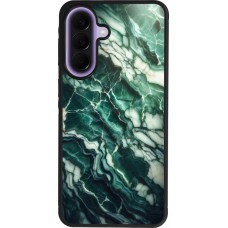 Coque Samsung Galaxy A57 5G - Silicone rigide noir Marbre vert majestueux