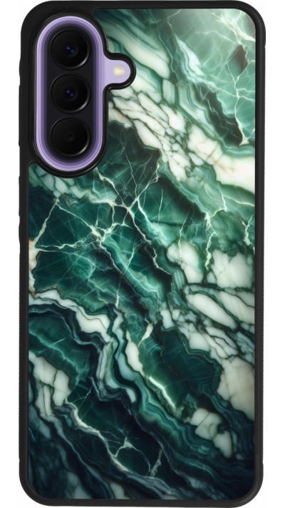 Coque Samsung Galaxy A57 5G - Silicone rigide noir Marbre vert majestueux