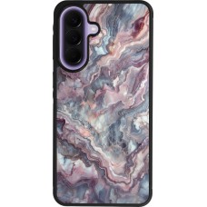 Coque Samsung Galaxy A57 5G - Silicone rigide noir Marbre violette argentée