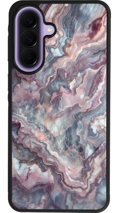 Coque Samsung Galaxy A57 5G - Silicone rigide noir Marbre violette argentée