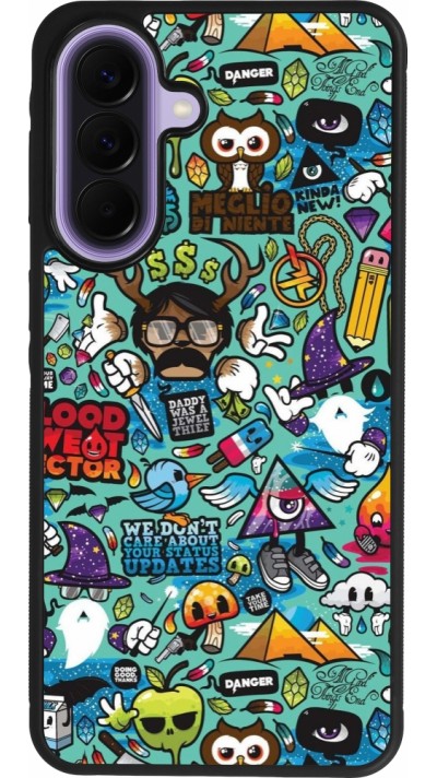 Coque Samsung Galaxy A57 5G - Silicone rigide noir Mixed Cartoons Turquoise
