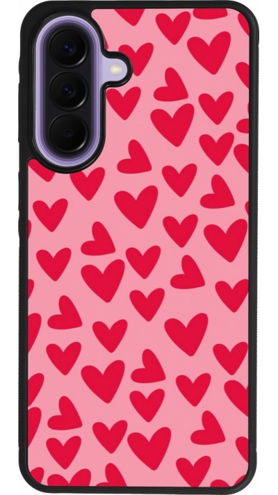 Coque Samsung Galaxy A57 5G - Silicone rigide noir Mom 2024 petits coeurs