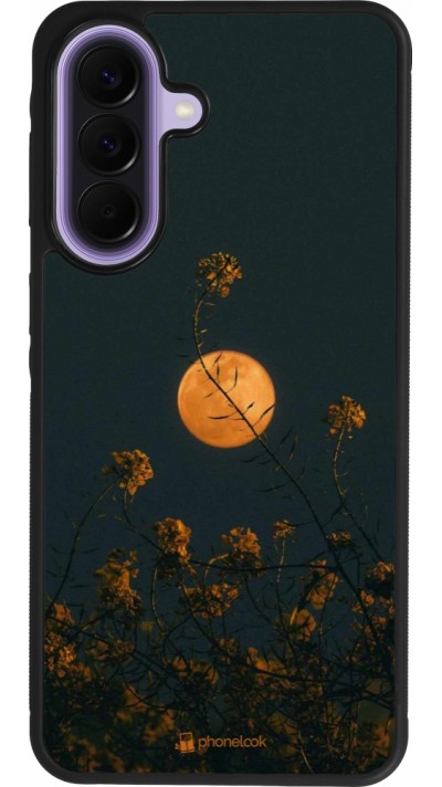 Coque Samsung Galaxy A57 5G - Silicone rigide noir Moon Flowers