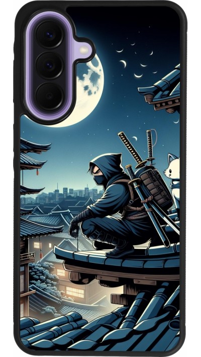 Coque Samsung Galaxy A57 5G - Silicone rigide noir Ninja sous la lune
