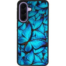 Coque Samsung Galaxy A57 5G - Silicone rigide noir Papillon bleu