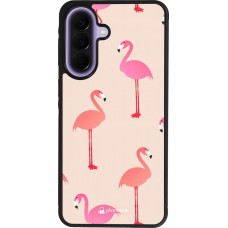 Coque Samsung Galaxy A57 5G - Silicone rigide noir Pink Flamingos Pattern