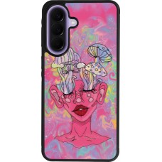 Coque Samsung Galaxy A57 5G - Silicone rigide noir Psychedelic pink mushroom