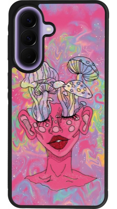 Coque Samsung Galaxy A57 5G - Silicone rigide noir Psychedelic pink mushroom