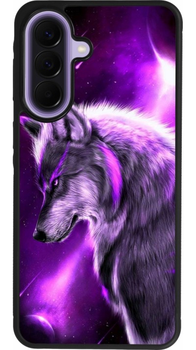 Coque Samsung Galaxy A57 5G - Silicone rigide noir Purple Sky Wolf