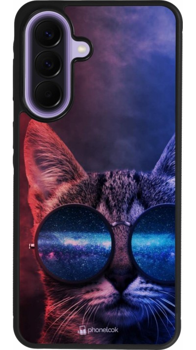 Coque Samsung Galaxy A57 5G - Silicone rigide noir Red Blue Cat Glasses