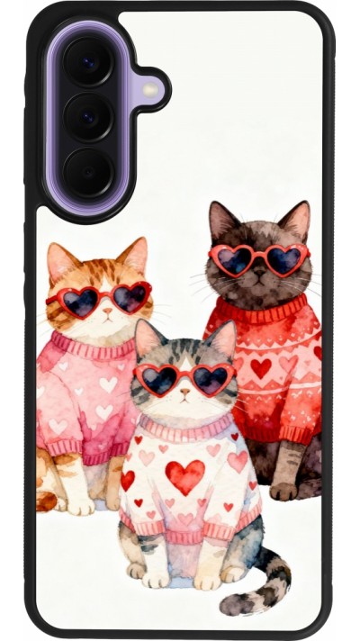 Coque Samsung Galaxy A57 5G - Silicone rigide noir Saint Valentines Day 26 Cat Love