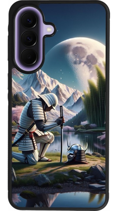 Coque Samsung Galaxy A57 5G - Silicone rigide noir Samurai Katana Lune