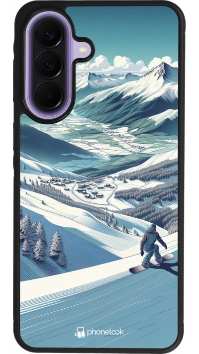 Coque Samsung Galaxy A57 5G - Silicone rigide noir Snowboarder Montagne