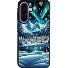 Coque Samsung Galaxy A57 5G - Silicone rigide noir Snowy Mountain Village Lake night