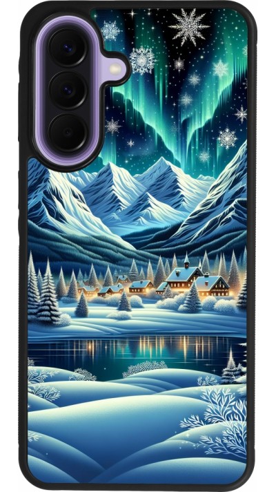Coque Samsung Galaxy A57 5G - Silicone rigide noir Snowy Mountain Village Lake night