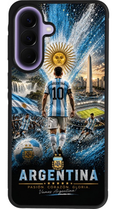 Coque Samsung Galaxy A57 5G - Silicone rigide noir Football Argentine splash 2026
