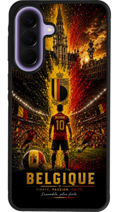 Coque Samsung Galaxy A57 5G - Silicone rigide noir Football Belgique splash 2026
