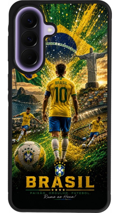 Coque Samsung Galaxy A57 5G - Silicone rigide noir Football Brésil splash 2026