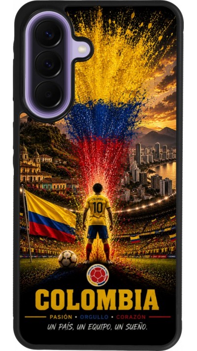 Coque Samsung Galaxy A57 5G - Silicone rigide noir Football Colombie splash 2026