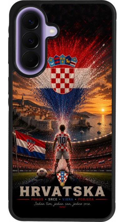 Coque Samsung Galaxy A57 5G - Silicone rigide noir Football Croatie splash 2026